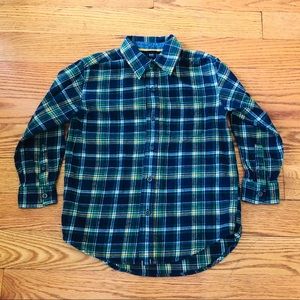 Flannel Gap Kids Green Plaid Dress Shirt